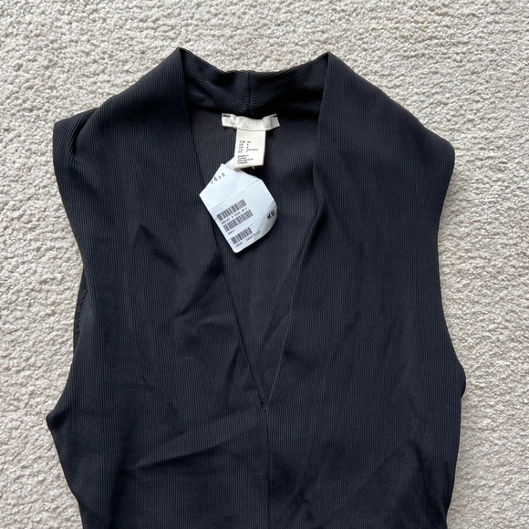 H&M TREND Black STRETCH BANDAGE BODYSUIT TOP  Tank Top Blouse Tee Sleeveless 4 - Picture 2 of 9
